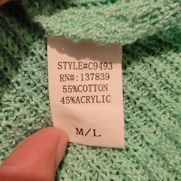 Dreamers Women's Teal Green Knitted V-Neck Tunic Sweater - Picture 4 of 4